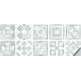 2 Sets Geometrisch patroon trap muur tegel sticker keuken kachel water en oliebestendig stickers  specificatie: S: S: 10x10cm (HT-013 Zilver)