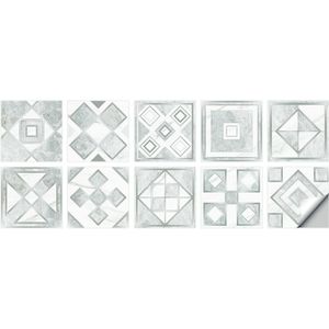 2 Sets Geometrisch patroon trap muur tegel sticker keuken kachel water en oliebestendig stickers  specificatie: S: S: 10x10cm (HT-013 Zilver)