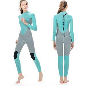 SLINX 1710 3mm neopreen Super elastische slijtvaste warm contrast lange mouwen uit een stuk duiken wetsuit voor vrouwen