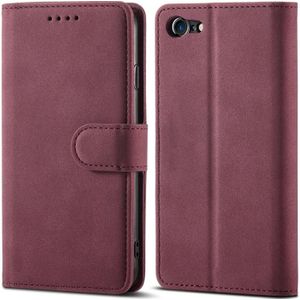 Frosted Anti-Diefstal Borstel Horizontale Flip Leren Case met Houder & Card Slots & Portemonnee voor iPhone SE 2020 / 8/7 (Wijnrood)