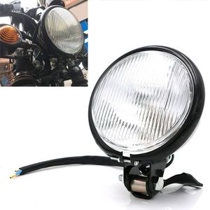 Motorfiets Black Shell Glas Retro Lamp LED Koplamp Modificatie Accessoires (Wit)