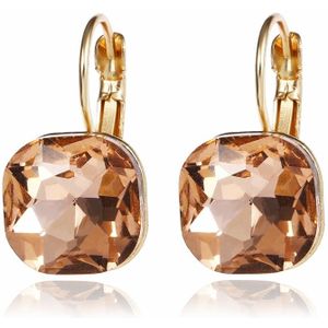Vrouwen mode kleur vierkante Stud Oorbellen Crystal Strass Earring (Champagne)