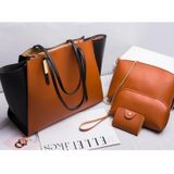 4 in 1 Fashionable Simple Suit Bag Messenger Large Capacity Handtas (Brown)