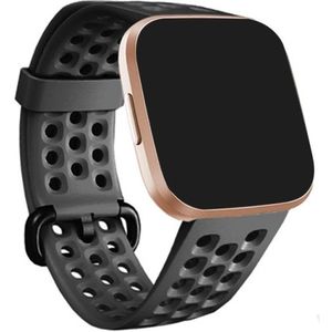 Voor FITBIT Versa 2 ademende siliconen horlogeband(zwart)