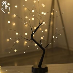 48 LED's Black Tree Copper Wire Table Lamp Creative Decoration Touch Control Night Light (Warm Wit Licht)