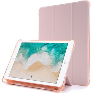 Voor iPad 9.7 (2018) & (2017) Airbag Horizontale Flip Lederen Kast met drievoudige houder & penhouder(roze)