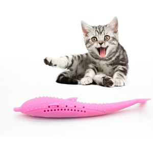 Catnip Cat Tanden Schoonmaken Siliconen Dolphin Toy (Roze)