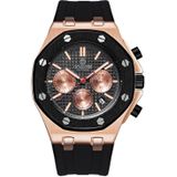 OCHSTIN 6100E multifunctioneel quartz waterdicht TPU herenhorloge (rosgoud + zwart)