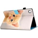 Voor Huawei MatePad SE naaigaren horizontaal geschilderde tablet lederen hoes (schattige kat)