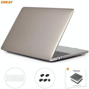 ENKAY 3 in 1 Crystal Laptop Beschermhoes + EU Versie TPU Keyboard Film + Anti-dust Pluggen Set voor MacBook Pro 13.3 inch A1706 / A1989 / A2159 (met Touch Bar)(Grijs)