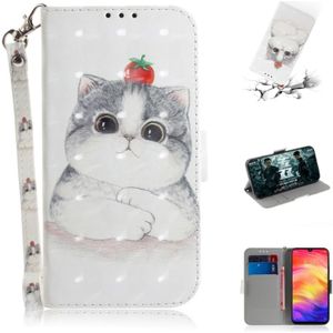 3D gekleurde tekening horizontale Flip lederen draagtas met houder & kaartsleuven & portemonnee voor Huawei P30 (cute cat)