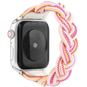 Elastic Woven Watchband Voor Apple Watch Series 6 & SE & 5 & 4 44mm / 3 & 2 & 1 42mm  Lengte:130mm(Rose Red Pink)