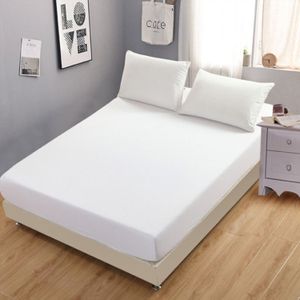 Plain Matrasbeschermer bed mat matras cover Hoeslaken  grootte: 180X200cm (beige wit)