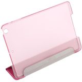 Zijde textuur horizontale Flip lederen draagtas met drie-vouwen houder voor iPad mini 4(Magenta)