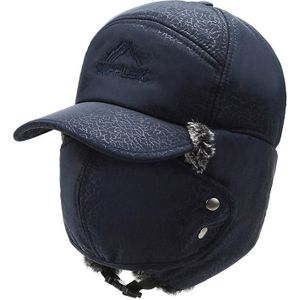 Mannen Winter Warm Hat Outdoor Fietsen Koudbestendig Oorbescherming GLB met afneembaar masker  Grootte: Gratis grootte (blauw + blauw borduurwerk)