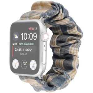 Voor Apple Watch Series 6 & SE & 5 & 4 44mm / 3 & 2 & 1 42mm JK Uniform Style Cloth +Stainless Steel Watch Wrist Strap (Khaki + Donkerblauw)(Khaki + Donkerblauw)