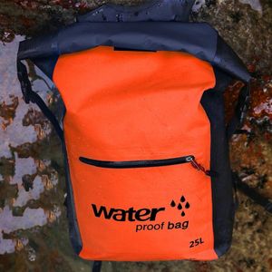 Outdoor vouwen dubbele schoudertas droge zak PVC waterdichte rugzak  capaciteit: 25L (oranje)