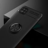 Voor Xiaomi Poco C3 Metalen Ring Houder 360 graden roterende TPU-behuizing (Zwart+Zwart)