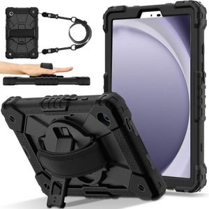 Voor Samsung Galaxy Tab A9 X115 Contrast Kleur Robot C2 Siliconen Hybride PC Tablet Case (Zwart)