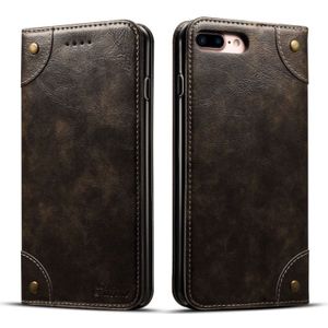Voor iPhone 8 plus/7 plus barokke eenvoudige horizontale Flip lederen draagtas  met houder & kaartsleuven & portemonnee (zwart)