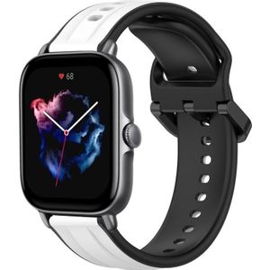 Voor Amazfit GTS 3 20 mm bolle lus tweekleurige siliconen horlogeband (wit + zwart)