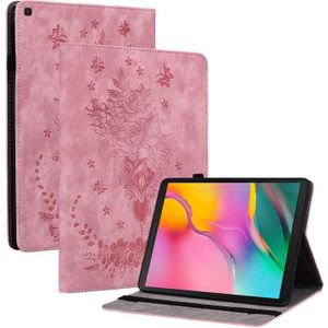 Voor Samsung Galaxy Tab A 10.1 2019 T510 Butterfly Rose relif lederen tablethoes