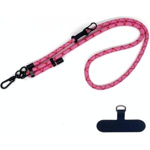 10 mm dik touw mobiele telefoon anti-verloren verstelbare lanyard spacer (roze rode twill)