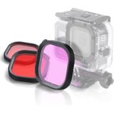 Roze paars rood 3 kleur vierkante behuizing duik lens filter Kits voor GoPro HERO8 zwart