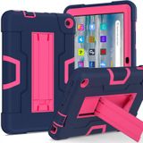 Voor Amazon Kindle Fire 7 2022 Contrast Kleur Kickstand Silicone Hard PC Tablet Case (Marine Rose Red)