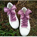 Gradint kleur 4cm breedte satijn zijde lint schoenveters sneaker sport schoenen witte schoenen veters  lengte: 120cm (roze paars)