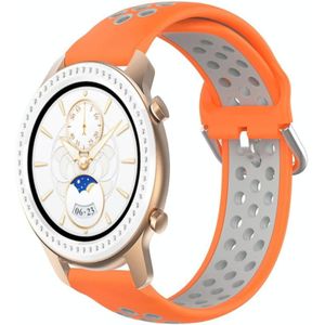 Voor Amazfit GTR 42MM 20mm geperforeerde ademende sport siliconen horlogeband (oranje + grijs)