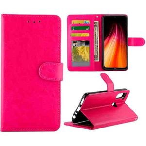 Voor Xiaomi Redmi Note 8T Crazy Horse Texture Leather Horizontal Flip Protective Case with Holder & Card Slots & Wallet & Photo Frame(Magenta)