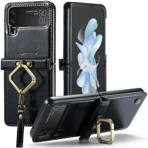 Voor Samsung Galaxy Z Flip4 CaseMe 003 Crazy Horse-textuur lederen telefoonhoes met lanyard