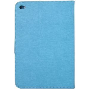 Voor iPad mini 4 ingedrukt bloemen vlinder patroon horizontale Flip PU lederen draagtas met magnetische Buckle & houder & Card Slots & Wallet(Blue)