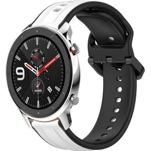 Voor Amazfit GTR 4 Pro 22 mm bolle lus tweekleurige siliconen horlogeband (wit + zwart)