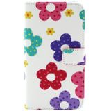 Kruis structuur Gekleurde bloemen patroon lederen hoesje met houder & opbergruimte voor pinpassen & portemonnee voor LG G2