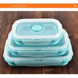 Schaalbaar opvouwbare Food-grade siliconen gesoleerd 3 vakken Container Bento Box Kit(Blue)