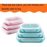 Schaalbaar opvouwbare Food-grade siliconen gesoleerd 3 vakken Container Bento Box Kit(Blue)