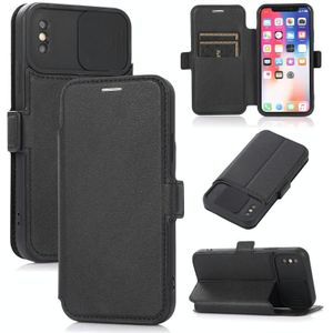 Push Window Double Buckle PU + Siliconen Horizontale Flip Lederen Case met Houder & Card Slot voor iPhone X & XS