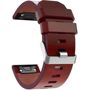 Voor Garmin Fenix 5X (zonder naaidraad) Quick Release lederen band (bruin)