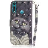 Voor Motorola Moto G8 Power Lite 3D Painted Pattern Magnetic Attraction Horizontale Flip Lederen kast met Holder & Card Slot & Wallet & Lanyard(Embrace Cat)