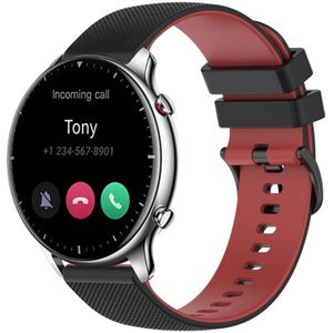 Voor Amazfit GTR 2 22 mm geruite tweekleurige siliconen horlogeband (zwart + rood)