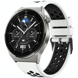 Voor Huawei Watch GT3 Pro 46 mm tweekleurige siliconen horlogeband met rond gat (wit zwart)