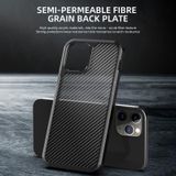 Voor iPhone 12 iPAKY Pioneer Series Carbon Fiber Texture Shockproof TPU + PC Case(Zwart)