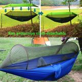 Parachute doek anti-mosquito parasol met mosquito net hangmat buiten enkele dubbele swing van de grond luchttent 290x140cm inkt groen / gras groen)