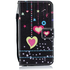 Kleurrijke hart patroon horizontale Flip lederen case voor Galaxy A40  met houder & kaartsleuven & portemonnee