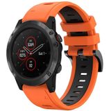 Voor Garmin Fenix 5X Plus 26mm tweekleurige sport siliconen horlogeband (oranje + zwart)