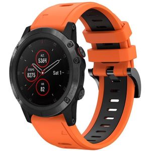 Voor Garmin Fenix 5X Plus 26mm tweekleurige sport siliconen horlogeband (oranje + zwart)