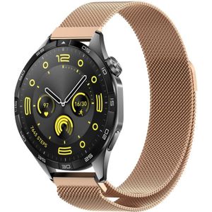 Voor Huawei Watch GT4 46 mm Milan magnetische stalen mesh horlogeband (ros goud)