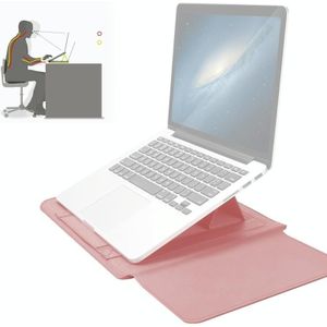 4 in 1 Universele Waterdichte PU-lederen laptop voering tas met handvat & stand & penhouder + 2 Winders + muis tas + oplader tas ingesteld voor 17 inch laptops (Rose Gold)